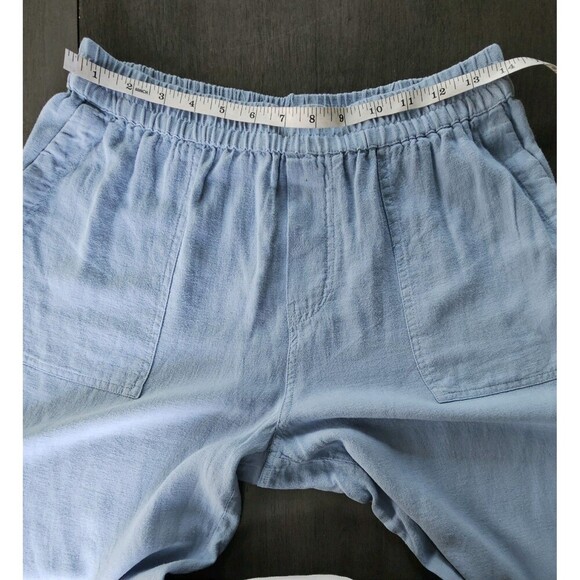 Susan Graver Pure Linen Utility Cargo Crop Pant Faded Chambray Size S Pull On - Picture 8 of 10